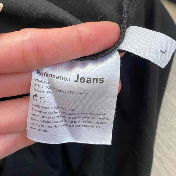 Reformation Jeans Pippa Black Midi Dress Size L Coquette Goth Grunge Stretchy - Picture 4 of 7